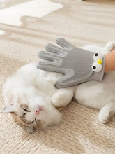 Grauer Touch-Haustierpflegehandschuh mit niedlichem Eulengesicht-Design