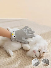 Grauer Silikon-Touch-Haustierpflegehandschuh mit niedlichem Cartoon-Katzenmotiv