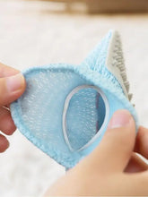 Touch Pet Hair Remover Glove with light blue mesh brush, silicone nodules