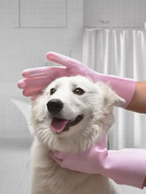 Pink Touch Pet Shower & Grooming Gloves textured silicone back