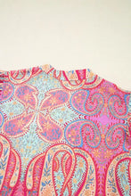 Tribal Paisley Print Ruffled Sleeve Notch Neck Midi Dress Casual Dresses