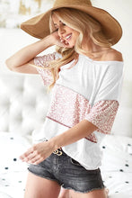Triblend Knit Leopard Block White and Pink Womens Top IVORY