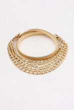 Triple layered gold chain belt with curb links and elastic waist