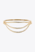 Gold-toned triple-layered chain belt with curb links and elastic waist