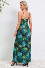 Tropical Green Leaf Maxi Dress with Waist Stretch