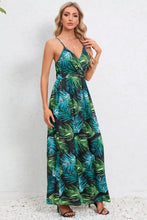 Tropical Green Leaf Maxi Dress with Waist Stretch Maxi Dresses