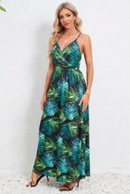 Tropical Green Leaf Maxi Dress with Waist Stretch Maxi Dresses