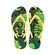 Tropical Print Summer Slippers Canary Yellow Woman Slippers