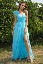 Turquoise Chiffon Evening Gown for Women Aqua