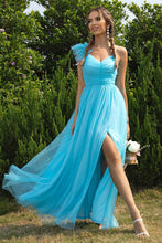 Turquoise Chiffon Evening Gown for Women