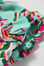 Turquoise Floral Button Down Mini Dress with Tie Waist Casual Dresses