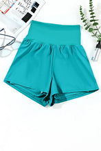 Turquoise Athletic Shorts with Phone Pocket High Waisted Swim Bottoms