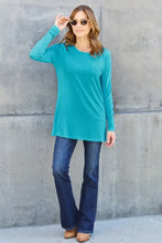 Turquoise Long Sleeve Tunic Top with Pockets for Women Woman T Shirts