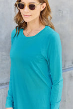 Turquoise Long Sleeve Tunic Top with Pockets for Women