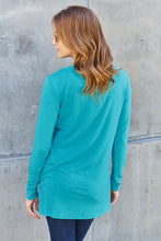 Turquoise Long Sleeve Tunic Top with Pockets for Women
