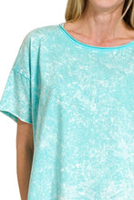 Turquoise Mineral Wash Short Sleeve Crop Top for Women