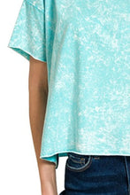 Turquoise Mineral Wash Short Sleeve Crop Top for Women