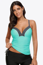 Turquoise Tankini Swimsuit with Sweetheart Neck and Adjustable Straps Swimwear