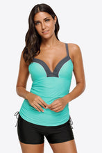 Turquoise Tankini Swimsuit with Sweetheart Neck and Adjustable Straps