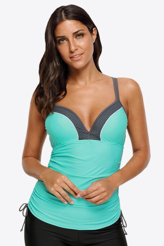 Turquoise Tankini Swimsuit with Sweetheart Neck and Adjustable Straps Aqua