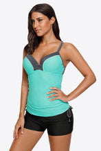 Turquoise Tankini Swimsuit with Sweetheart Neck and Adjustable Straps