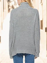 Turtleneck Drop Shoulder Long Sleeve Sweater Sweater Pullovers