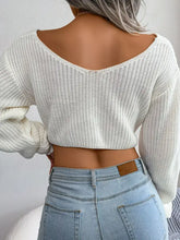 Twisted Front Long Sleeve Cropped Sweater Sweater Pullovers