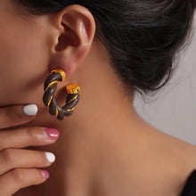 Twisted leather rope hoop earrings with 18k gold-plated accents