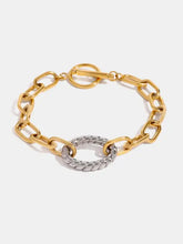 Two-Tone Stainless Steel Chain Bracelet Gold One Size Bracelets