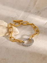 Two-Tone Stainless Steel Chain Bracelet Bracelets