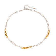 Two-tone 18k gold-plated stainless chain link necklace with figaro design