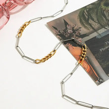 Two-tone chain link necklace with 18k gold-plated stainless steel