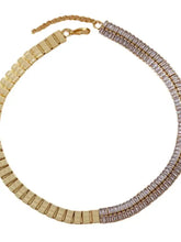 18k gold-plated stainless steel zircon choker necklace with magnetic clasp