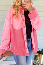 Two Tone Button Up Drop Shoulder Shacket Woman Outerwear