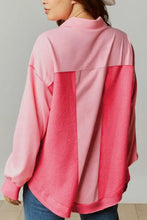 Two Tone Button Up Drop Shoulder Shacket Woman Outerwear