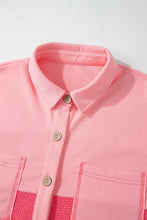 Two Tone Button Up Drop Shoulder Shacket Woman Outerwear