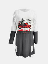 Two Tone Christmas Tunic Dress with Pockets for Women