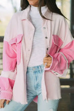 Two-tone Color Exposed Seam Corduroy Shacket Blush Pink Woman Outerwear