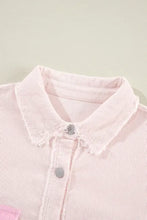 Two-tone Color Exposed Seam Corduroy Shacket Woman Outerwear