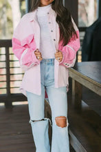 Two-tone Color Exposed Seam Corduroy Shacket Woman Outerwear