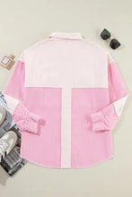 Two-tone Color Exposed Seam Corduroy Shacket Woman Outerwear