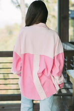 Two-tone Color Exposed Seam Corduroy Shacket Woman Outerwear