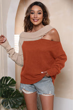 Two Tone Off Shoulder Sweater with Regular Sleeve Length