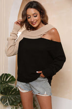 Two Tone Off Shoulder Sweater with Regular Sleeve Length
