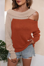 Two Tone Off Shoulder Sweater with Regular Sleeve Length