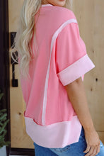 Two Tone Pink Easter Egg Sequin Short Sleeve T Shirt for Women