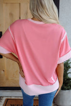 Two Tone Pink Easter Egg Sequin Short Sleeve T Shirt for Women