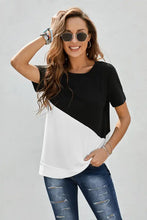 Two-Tone Round Neck Tee Woman T Shirts