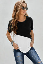 Two-Tone Round Neck Tee Woman T Shirts