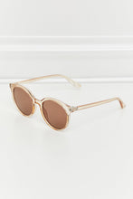 Two-Tone Ruched Drawstring Top with Round Brown Sunglasses Set Tan One Size